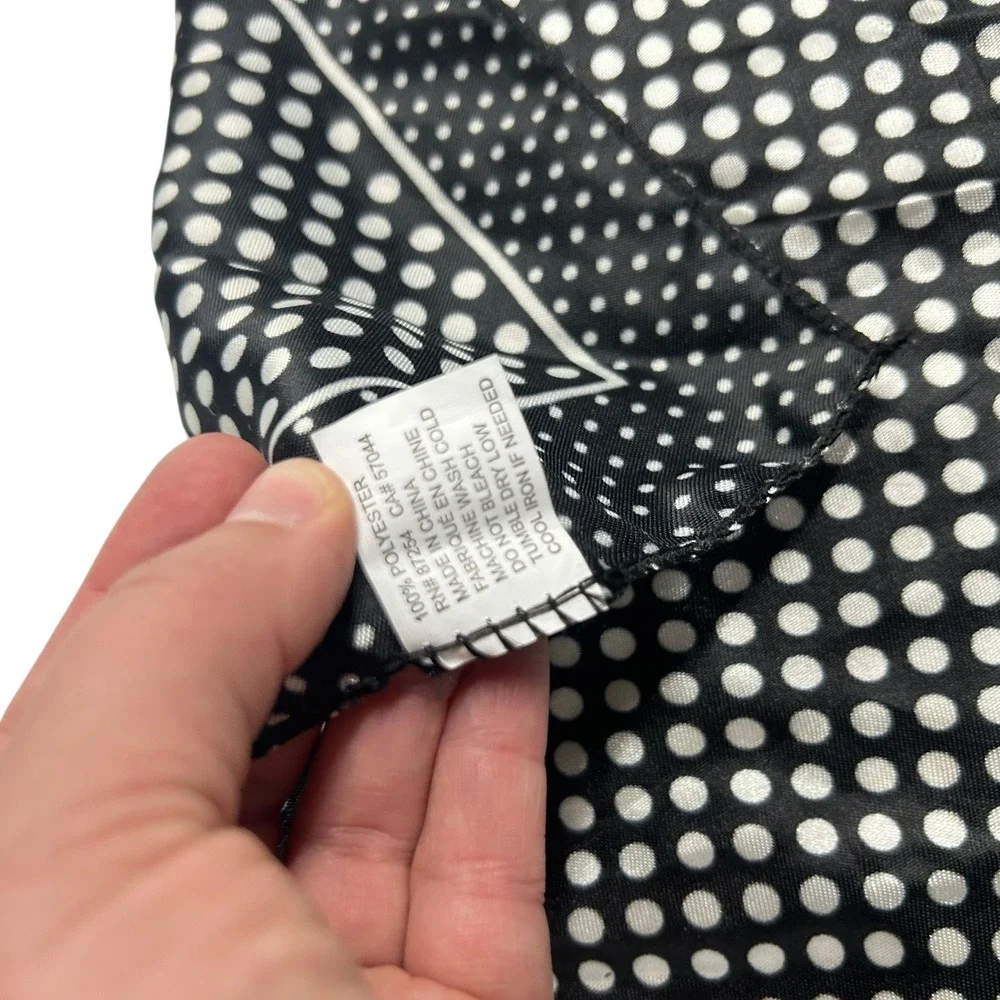 Retro Polka Dot Square Scarf OS‎ Black White Pinup Rockabilly Mod Neckerchief
